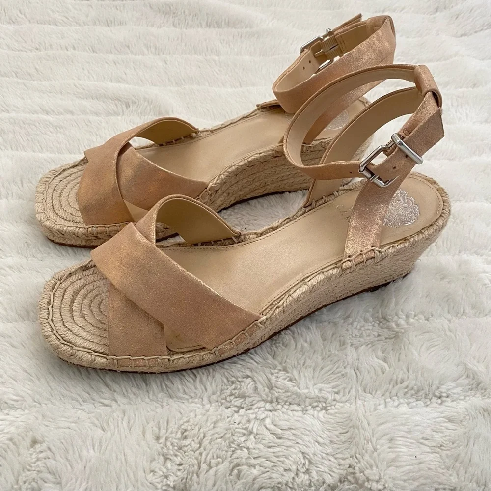 Vince Camuto Rose Gold Espadrilles Wedge Sandals Size 9.5